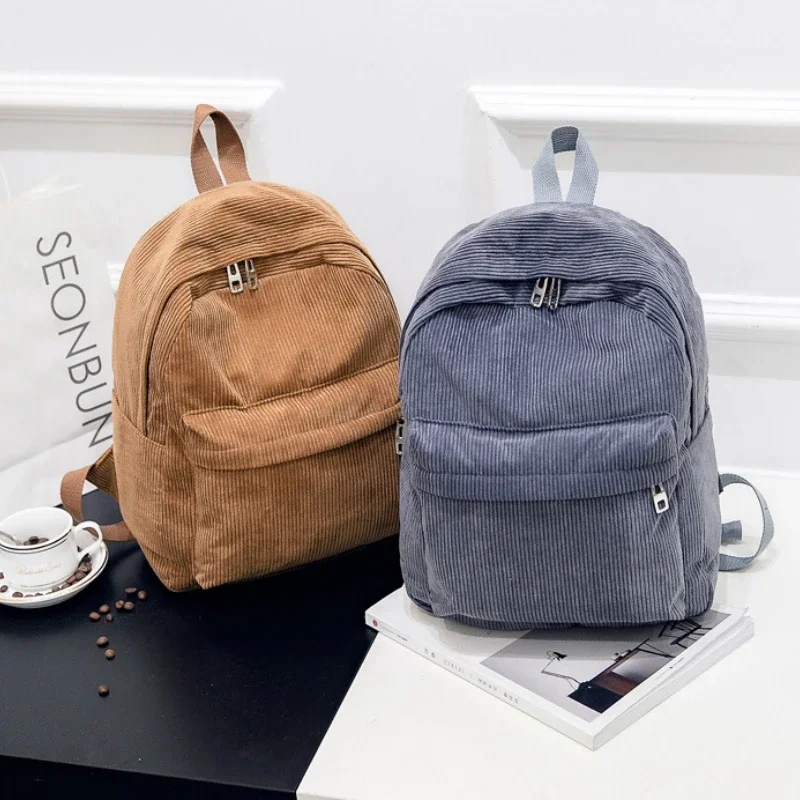 最新トレンドのバックパックファッション。女性用、コーデュロイ - Fashion Backpack Women のレビューと価格
